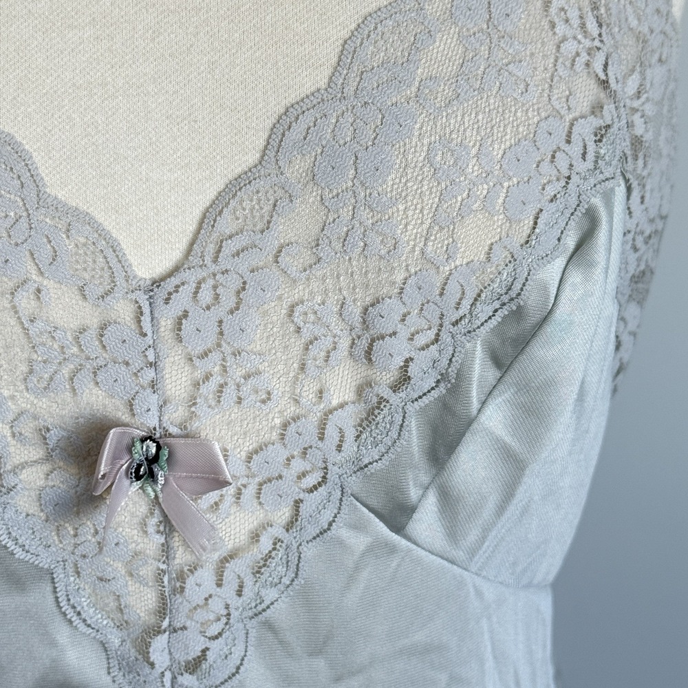 VTG Slip Dress Lace Silky Women M 36 Lingerie Cocktails Nylon babydoll - Picture 3 of 8